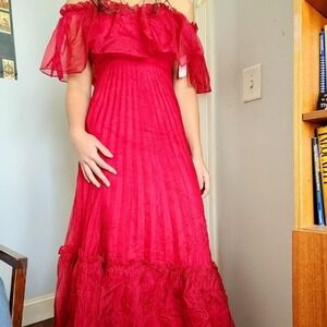 Vintage 1960s custom made red long dress